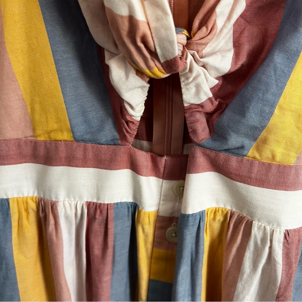 Madewell Sherbet Stripe Tie Front Cutout Dress - Picture 7 of 14